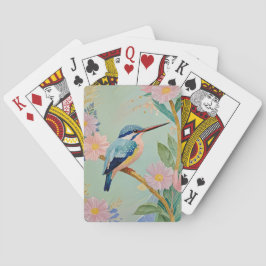 Serene Kingfisher in einem Paradies der Blumen Spielkarten