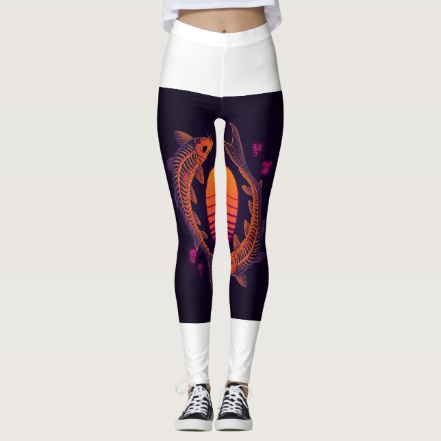 Serene Koi Fish Cherry Blossom Leggings 🌸 🐠 (Vorderseite)
