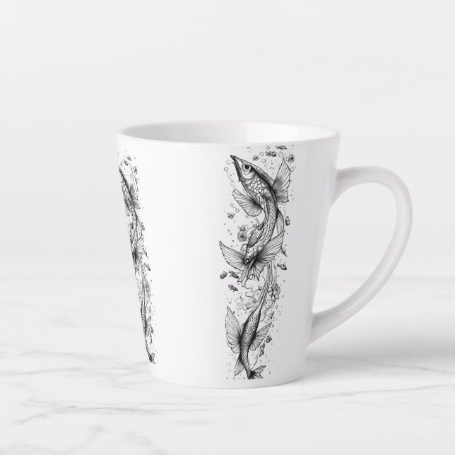 Serene Koi Pond Small Latte Tasse - 12 oz (Rechts)