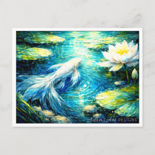 Serene Koi- und Seerosenteich Impressionist Feiertagspostkarte