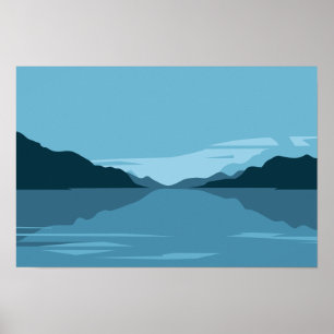 Serene Lake with Mountains Landschaft - Minimalist Poster
