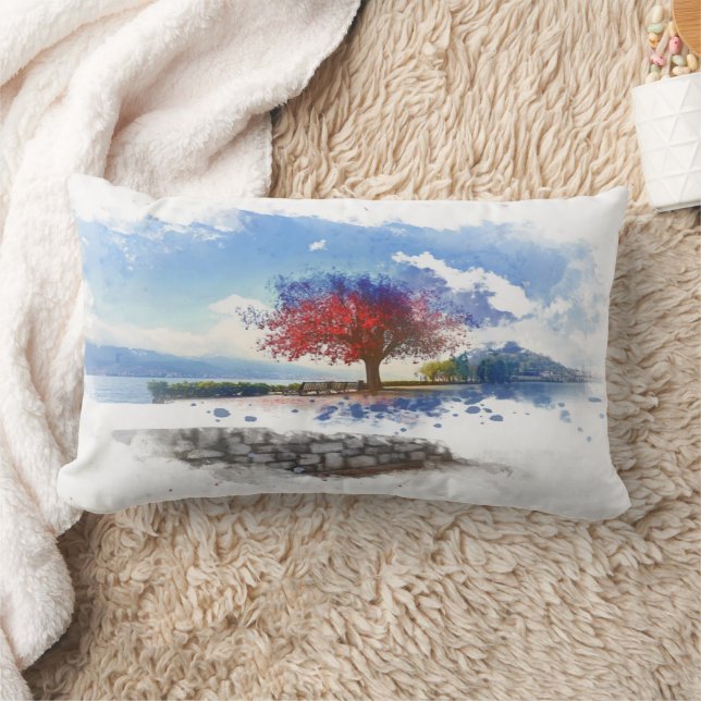Serene Lakefront Decorative Pillow Lendenkissen (Decke)