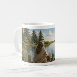 Serene Lakeside Botanical Nature Meditation Mug Kaffeetasse