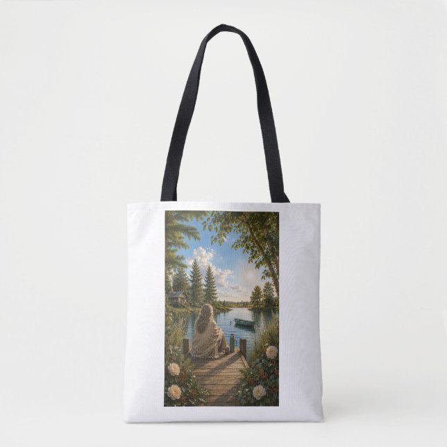 Serene Lakeside Botanical Nature Tote Bag (Vorderseite)
