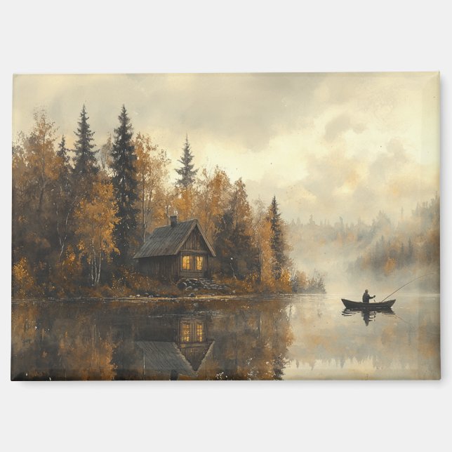 Serene Lakeside Cabin Kühlschrank Magnet (Vorderseite)