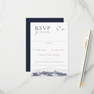 Serene Landscape Watercolor Wedding RSVP Karte