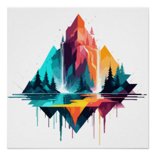 Serene Landschaft Ruhe Stille Naturgebirge Poster