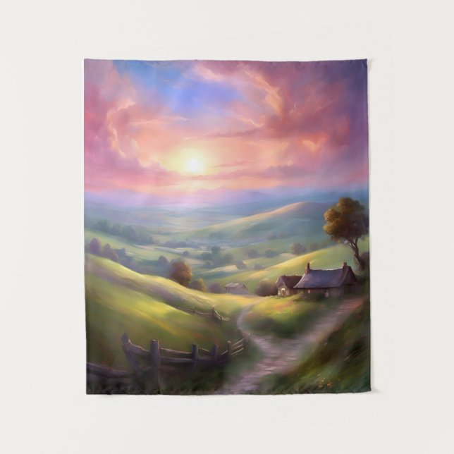 Serene Landschaft Sunrise Friedliche Landschaft Ar Wandteppich (Vorderseite)