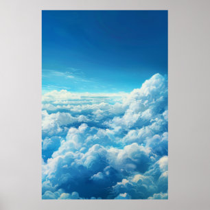Serene Landschaftsmalerei - Blauer Himmel, weiße W Poster