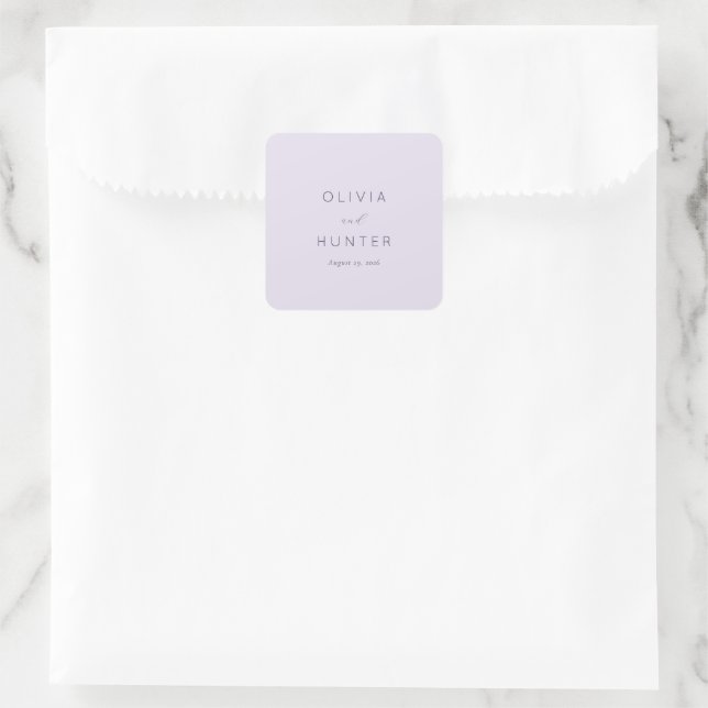 Serene Lavendel-Typografie Quadratischer Aufkleber (Tasche)