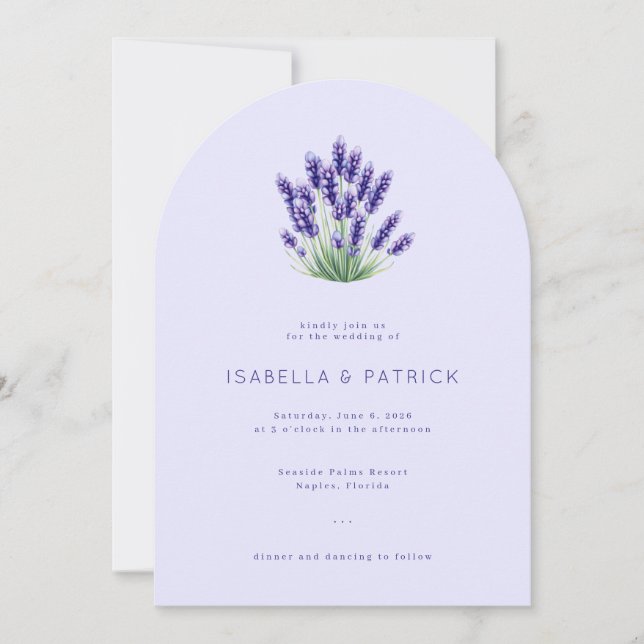 Serene Lavender Floral Wedding Invitation Einladung (Vorderseite)