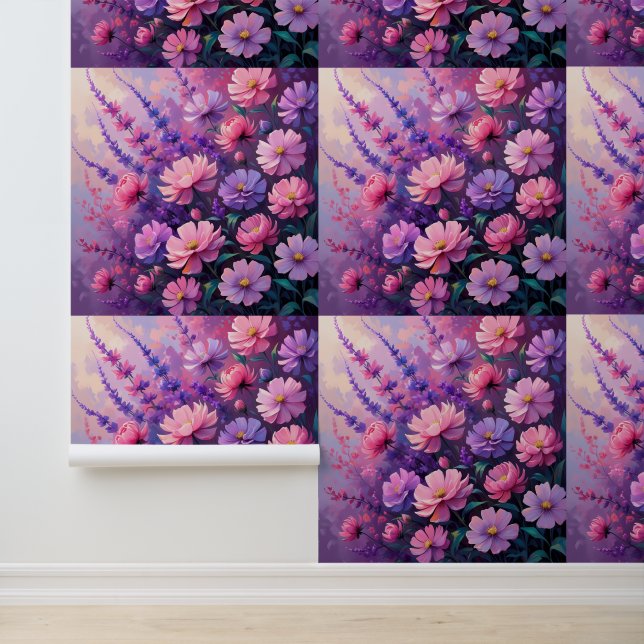 Serene Lavender und Rosa Peel und Stick Tapete (Anwendung)