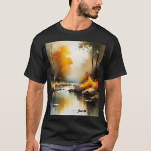 Serene lebendige Landschaft der Herbstflüsse T-Shirt