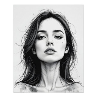 Serene Line Portrait Poster