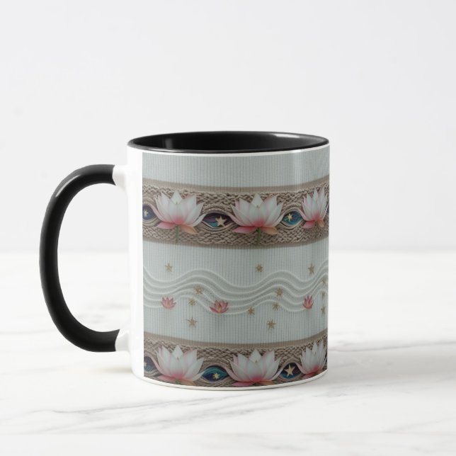 Serene Lotus Eye Floral Knit Combo Coffee Mug Tasse (Links)