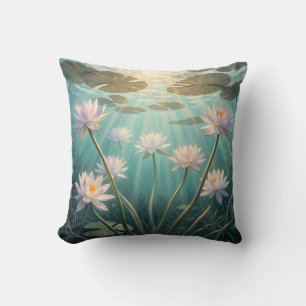 Serene Lotusblumen Unterwasser-Sonnenlicht Wasser Kissen