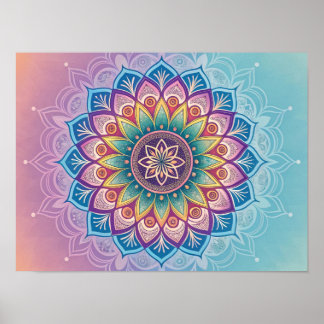Serene Mandala: Ein Pastel Kaleidoskop Poster