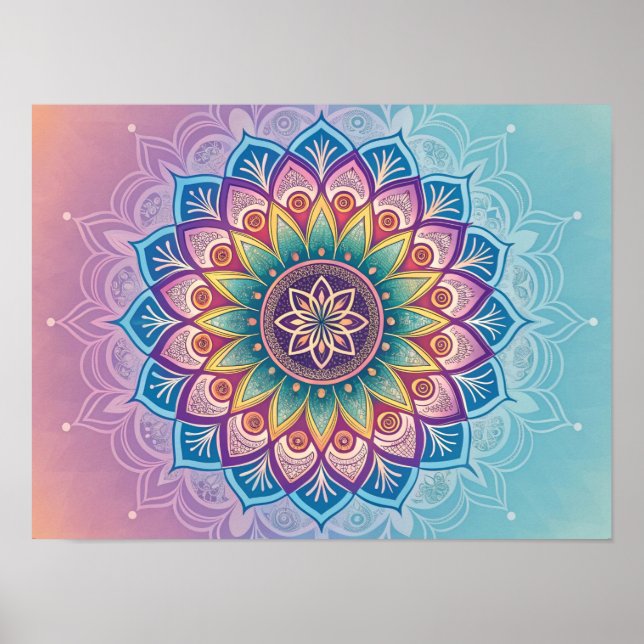 Serene Mandala: Ein Pastel Kaleidoskop Poster (Vorne)