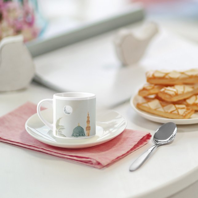 Serene Masjid An-Nabawi Espresso Tasse | Islamisch (Von Creator hochgeladen)