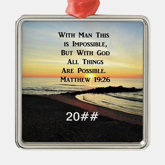 SERENE MATTHEW 19:26 SUNRISE SCRIPTURE ORNAMENT AUS METALL (Vorne)