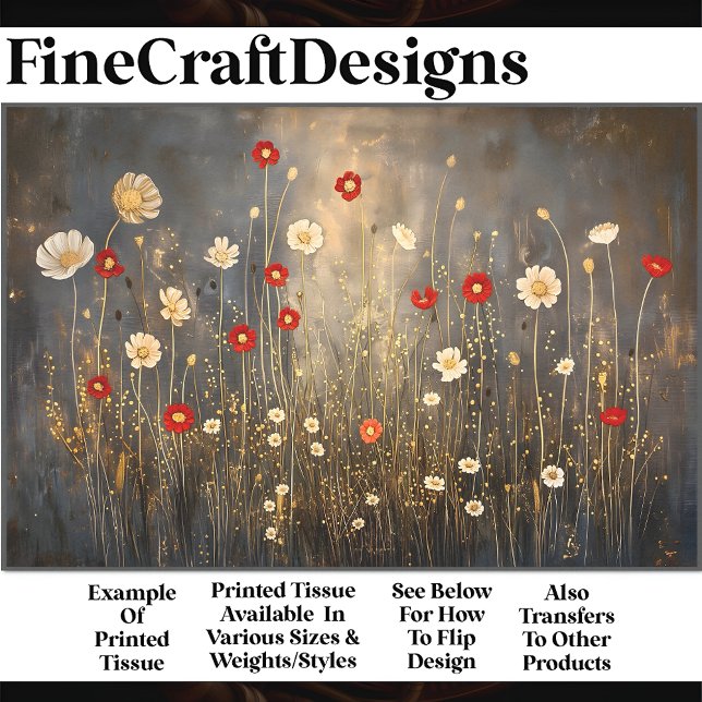 Serene Meadow Blume bei Nacht S4 Decoupage Seidenpapier (Von Creator hochgeladen)