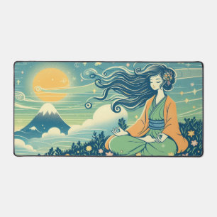 Serene Mediation Desk Mat   Anime Girl Meditation Schreibtischunterlage