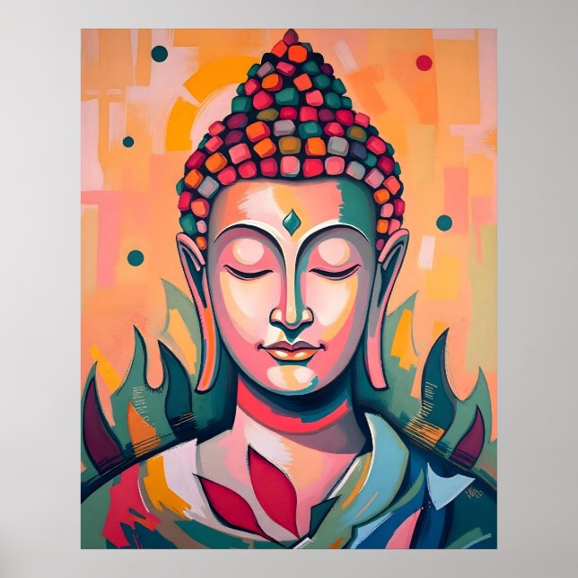 Serene Meditation Buddha Abstrakt Artwork Poster (Vorne)