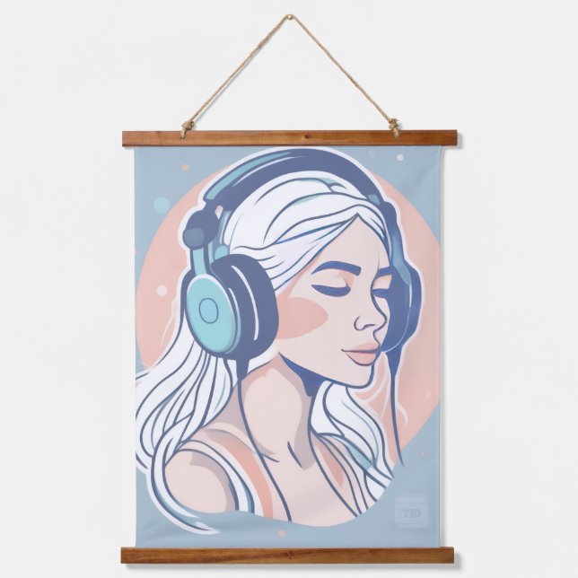 Serene Melodies Wandteppich mit Holzrahmen (Vorderseite)