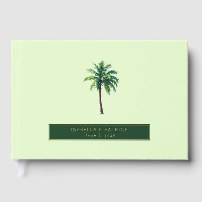 Serene Mint Tropical Palm Tree Gästebuch (Vorderseite)