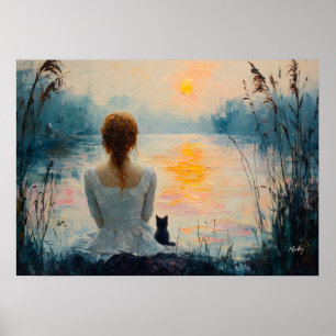 Serene Moments: Nature Inspiriert Abstrakter Ölsti Poster