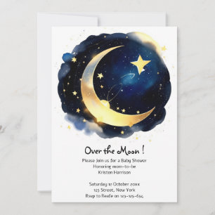 Serene Moon and Stars Delight Boy Baby Dusche Einladung