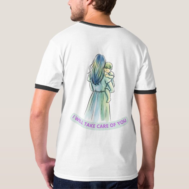 Serene Mother & Child Watercolor Embrace T - Shirt (Rückseite)
