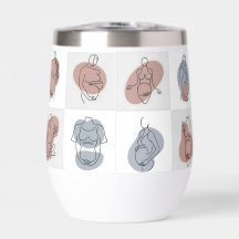 Serene Motherhood Line Art - Abstrakter Baby Bump