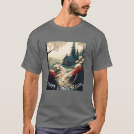 Serene Mountain Cabin Landschaft Sommersaison T-Shirt