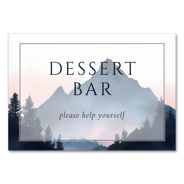 Serene Mountain Dessert Bar Invitation Tischnummer (Vorderseite)