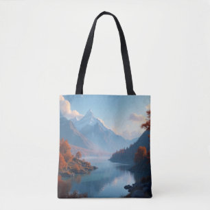 Serene Mountain Lake & Autumn Tree Landschaft