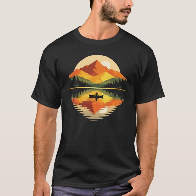 Serene Mountain Lake Canoeing Nature Kayak T-Shirt (Vorderseite)