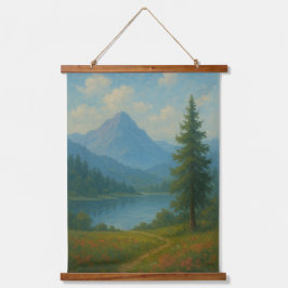 Serene Mountain Lake Landscape Wall Art Wandteppich Mit Holzrahmen