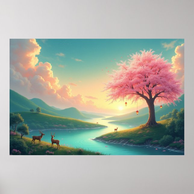 Serene Mountain Lake Poster (Vorne)