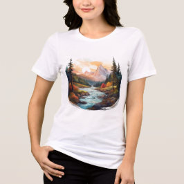 Serene Mountain Landschaft mit fließendem Fluss Tri-Blend Shirt