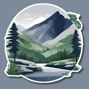 Serene Mountain Landschaft Wasserdicht Aufkleber