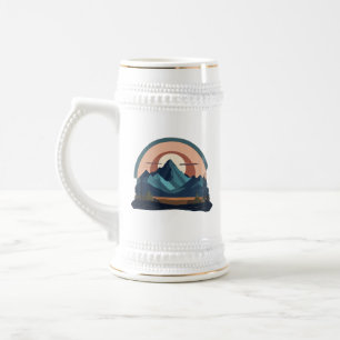 Serene Mountain Majesty: Minimalistisch 22 oz Stei Bierglas