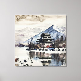 Serene Mountain Pagoda (Winter)  Leinwanddruck