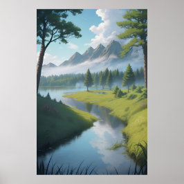 Serene Mountain River Poster
