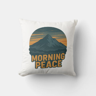 Serene Mountain Sunrise Retro Emblem Kissen