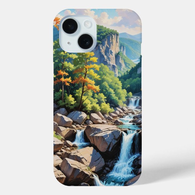 Serene Mountain Waterfall Landschaft Case-Mate iPhone Hülle (Rückseite)