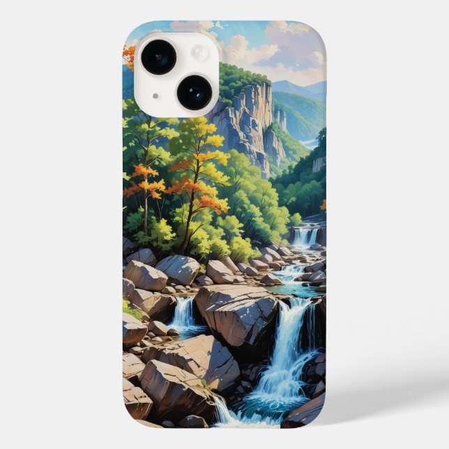 Serene Mountain Waterfall Landschaft Case-Mate iPhone Hülle (Rückseite)