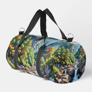 Serene Mountain Waterfall Landschaft Duffle Bag