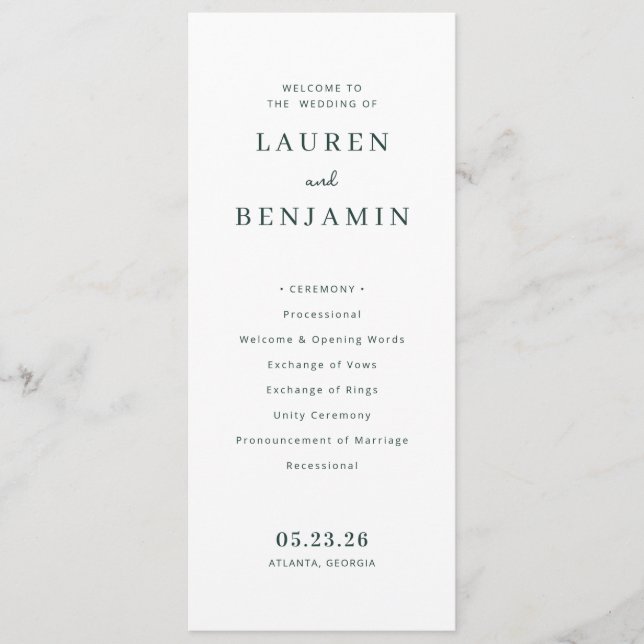 Serene Mountain Wedding Programm (Vorderseite)
