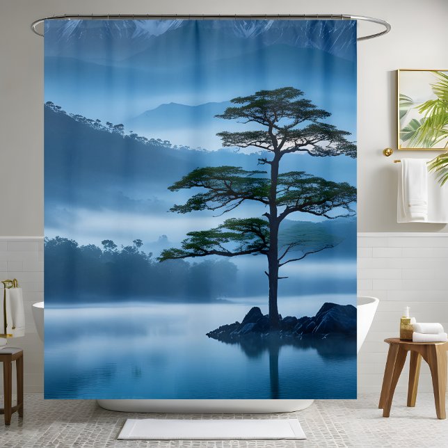 Serene Mountainside Cool Ocean Breeze Pine Tree Duschvorhang (Von Creator hochgeladen)